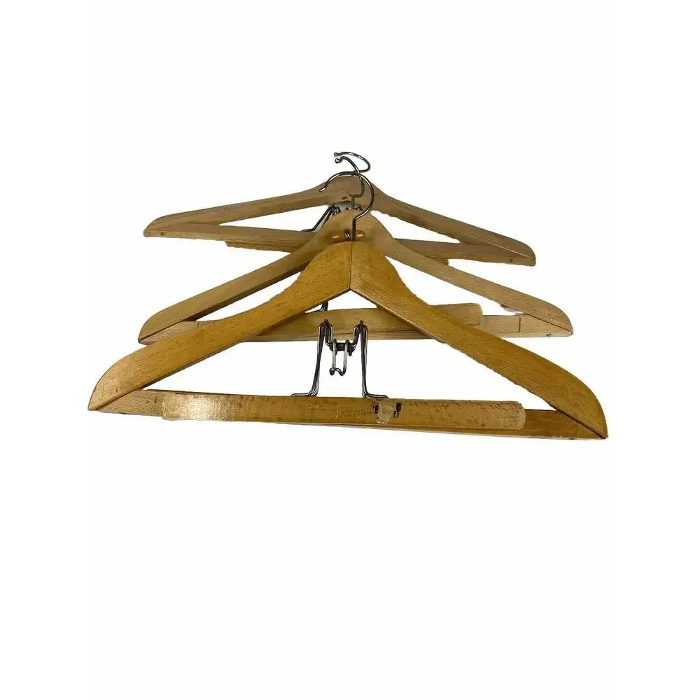 3 Vtg Wood Suit Jacket Hanger Trouser Clamp Diplomat Maple Lot